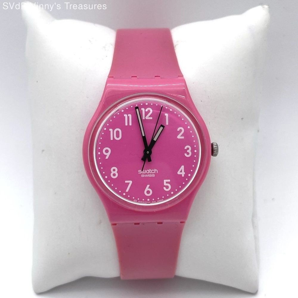 Swatch Women's Magenta Pink Swiss Made Quartz Silicone Strap Analog Watch 2009